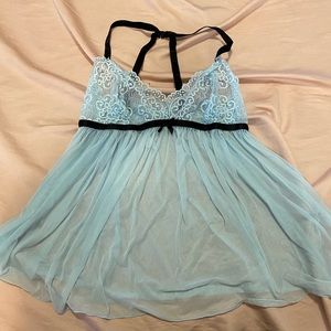 Dreamgirl Light Blue Teddy w/ Lace & Bows